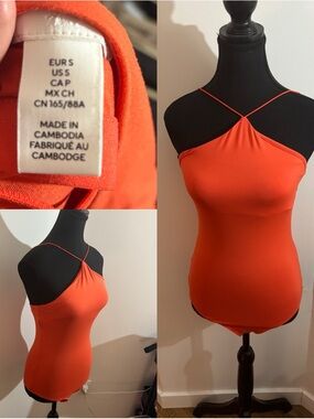 Bright Orange Cross-Strap Tank Top
